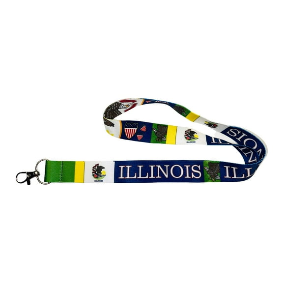 Lanyard - State Flag Illinois - USA - L072 | ID Badge Holder Strap, Travel Souvenir, Lightweight Everyday Accessory, Neck Strap, Event Accessory