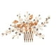 thumbnail image 4 of Nvzi Horquillas para el pelo de boda con flores para novias, peinetas con perlas de cristal, pinzas para el pelo, tocado, accesorios para el pelo de boda dorados, joyas - doradas, 4 of 4