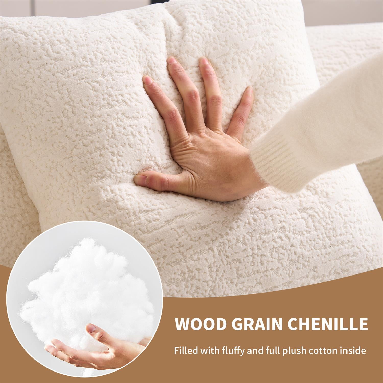 Demi Bonn 65" Compact Curved Loveseat Sofa with Chenille Fabric, Full Compression Sponge for Small Spaces, Supports up to 300 lbs, No Assembly Needed, White