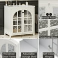 thumbnail image 5 of 31" Farmhouse Bathroom Vanity with Ceramic Sink, Faux Aged Finish, Vintage Rustic Bathroom Cabinet with Bronze Pulls and 2 Soft-Closing Doors, Antique White, 5 of 9