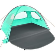 MIRUS Beach Tent, 2-3 Person Sun Shade Shelter with UPF50+ Protection Extended Floor & 3 Ventilating Roll Up Windows Carrying Bag Stakes and Tiedown Strings