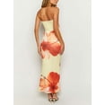 thumbnail image 5 of Women'S Strapless Floral Print Bodycon Maxi Dress for Summer Weddings and Parties Yellow S, 5 of 8