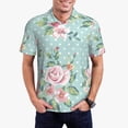thumbnail image 3 of Balery Vintage Floral Printed Men’s Short Sleeve Polo Shirt, Midweight Men's Shirt,Golf Polo shirts -Medium, 3 of 9
