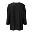 thumbnail image 5 of Cardigan Sweaters for Women Crew Neck 3/4 Sleeve Button Down Fall Blouses Open Front Solid Color Slim Fit Tunic Sweaters for Women Black S, 5 of 5