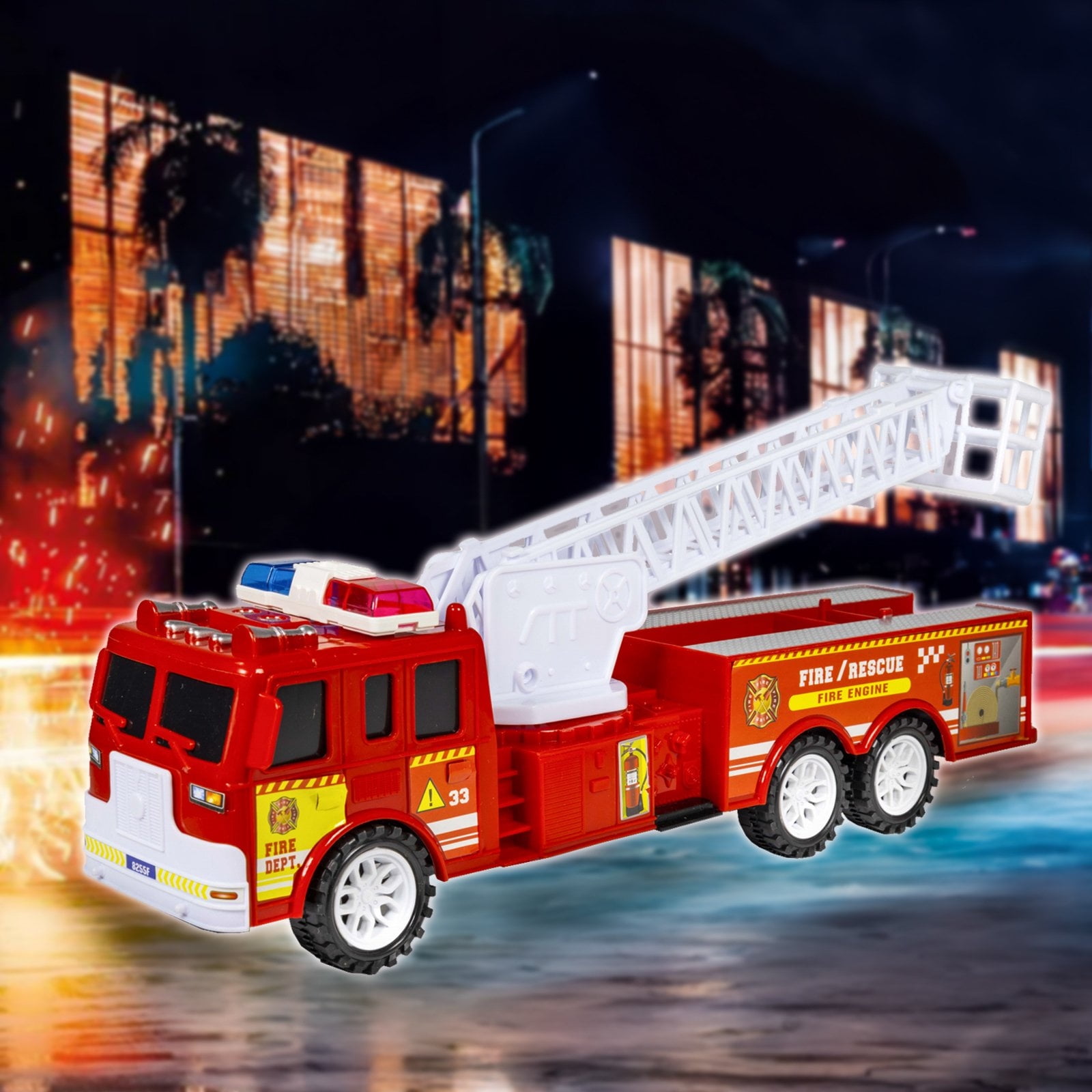 Kidplokio Boys Red Fire Truck Toy, Friction Powered, Extendable