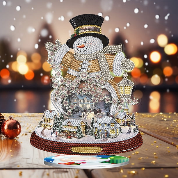 Adornos de mosaico de diamantes con tema navideño, pintura por números, adornos de mesa acrílicos Hugtrwg Para estrenar