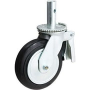 CasterHQ- 6" X 2" Scaffold Caster with Brake - Mold-ON-Rubber Wheel - Metal Thread Guards Included - 410 lbs Capacity per Caster - Heavy Duty Caster
