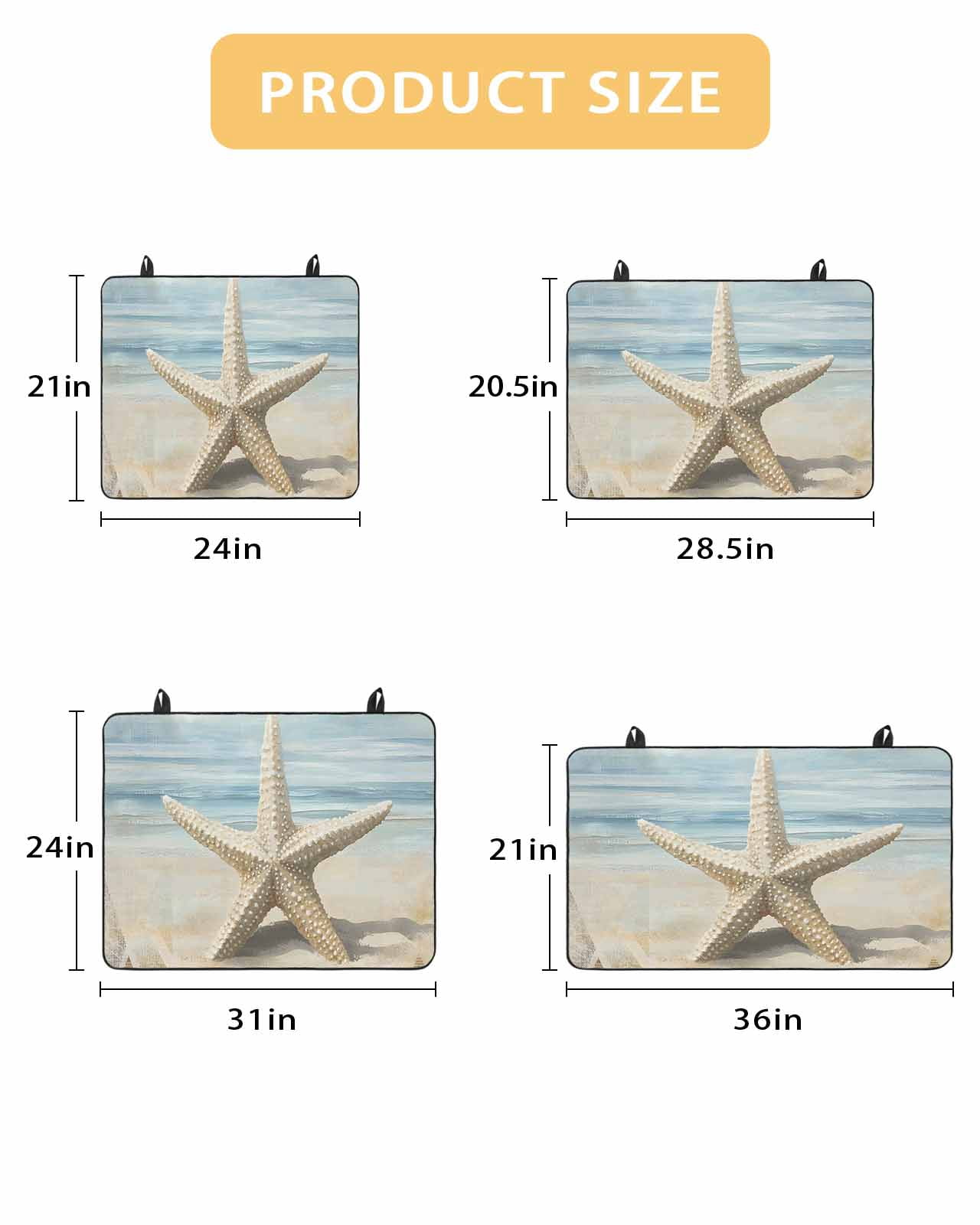 nqOlkjepod Large Induction Cooktop Protector Mat 36"x21", Coastal Beach Starafish Stove Top Covers for Electric Stove, Summer Ocean Wave Blue Beige Stove Burner Cover Mats, Glass Top Stove Cover