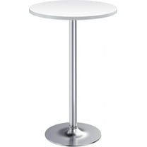 XPOPR  Bistro Pub Table Round Bar Height Cocktail Table Metal Base MDF Top Obsidian 23.8-Inch Top, 39.5-Inch Height (1, White-2)