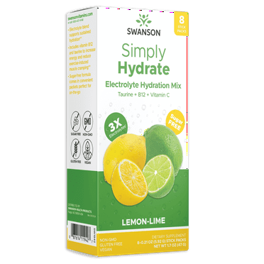 Swanson Simply Hydrate Electrolyte Hydration Mix - Lemon-Lime 8 Pkts
