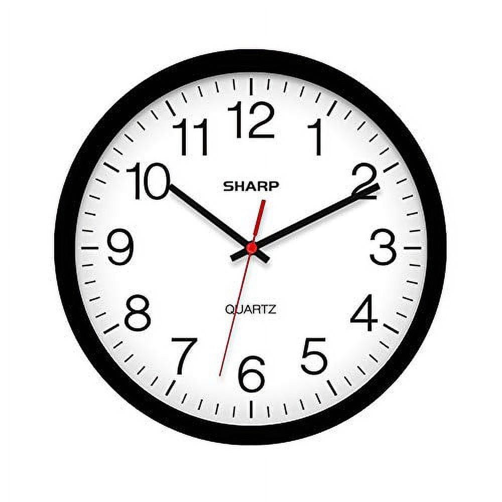 Sharp Wall Clock, 10 Inch Silent Non Ticking Quartz Battery