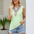 thumbnail image 4 of Summer Tops for Women 2024 Fashion Women's Summer V-Neck Lace Patchwork Sleeveless Sexy Top Blouse Gift for Women, 4 of 7