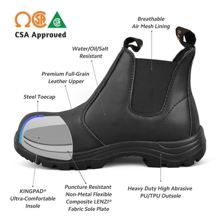 Tiger Men S Safety Boots Steel Toe Csa Lightweight Slip On Leather