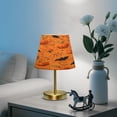 thumbnail image 6 of Modern Minimalist Cone Desk Lamp Antique Bronze Base & Linen Shade Bedside Table Lamp for Bedroom Living Room, Office, Dorm Orange Pumpkins and Bats Medium, 6 of 7