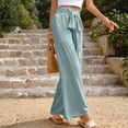 thumbnail image 5 of Boho Tiered Palazzo Pants for Women, High Rise Belted Wide Leg Trousers, Casual Spliced Loose Slacks, Summer Flowy Bottoms, 5 of 7