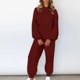 thumbnail image 6 of Borniu 2 Piece Outfits for Women, Round Neck Long Sleeve Sweatshirt Loose Pants Set for Women, 6 of 9