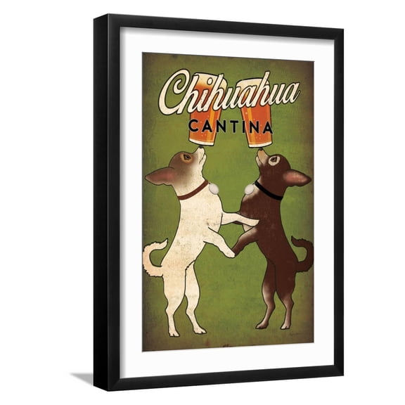 Art.com Double Chihuahua Art Print by Ryan Fowler, Black Frame Wall Art, 17" x 23"