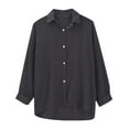 thumbnail image 3 of Women's Shirt Transparent Anti-UV Sun Protection Long Sleeve Button-Up Loose Casual Summer Top | Yubnlvae (Black | A), 3 of 9
