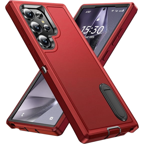for Samsung Galaxy S24 Ultra Case with Built in Kickstand, Shockproof/DropProof Military Grade Protective Cover for Galaxy S24 Ultra 5G (Red/Black)