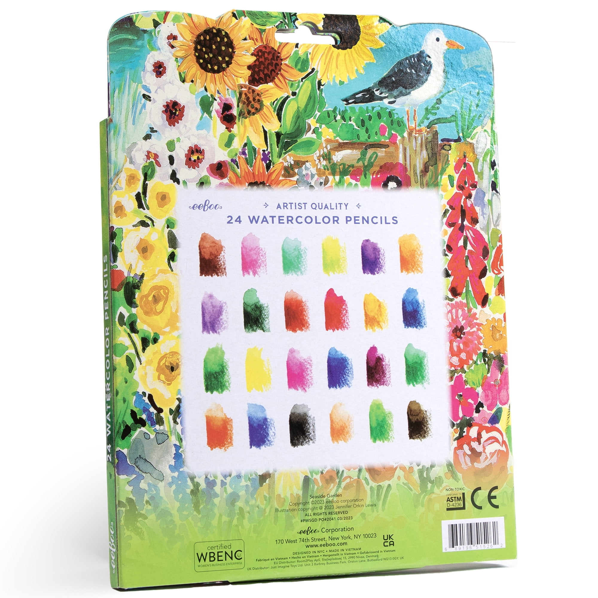 eeBoo Piece & Love: Seaside Garden Watercolor Pencils - 24 Count - Adults Artist Quality Pencils, Arts & Crafts