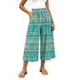 thumbnail image 6 of Edvintorg Cotton Capri Pants for Women Fashion Printed Elastic Waisted Loose Casual Wide Leg Cropped Pant with Pocket Women's Clothes Green XXL, 6 of 7