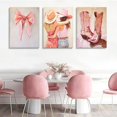 thumbnail image 2 of JANS.NO1 Pink Cowgirl Canvas Wall Art Western Boots Coquette Bow Girls Painting Picture Set of 3, 2 of 6