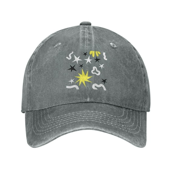ZICANCN Cartoon Cute Stars Adjustable Baseball Cap Women , Hats for Men Adult Washed Cotton Denim Baseball Caps Fashion Gray