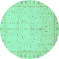 thumbnail image 1 of Ahgly Company Indoor Round Oriental Turquoise Blue Traditional Area Rugs, 3' Round, 1 of 4