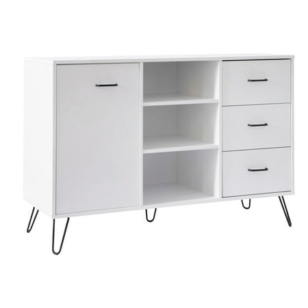 UPC: 0192551767942 | 49 Inch Sideboard Buffet Console Cabinet with 3 Drawers  White  Saltoro Sherpi