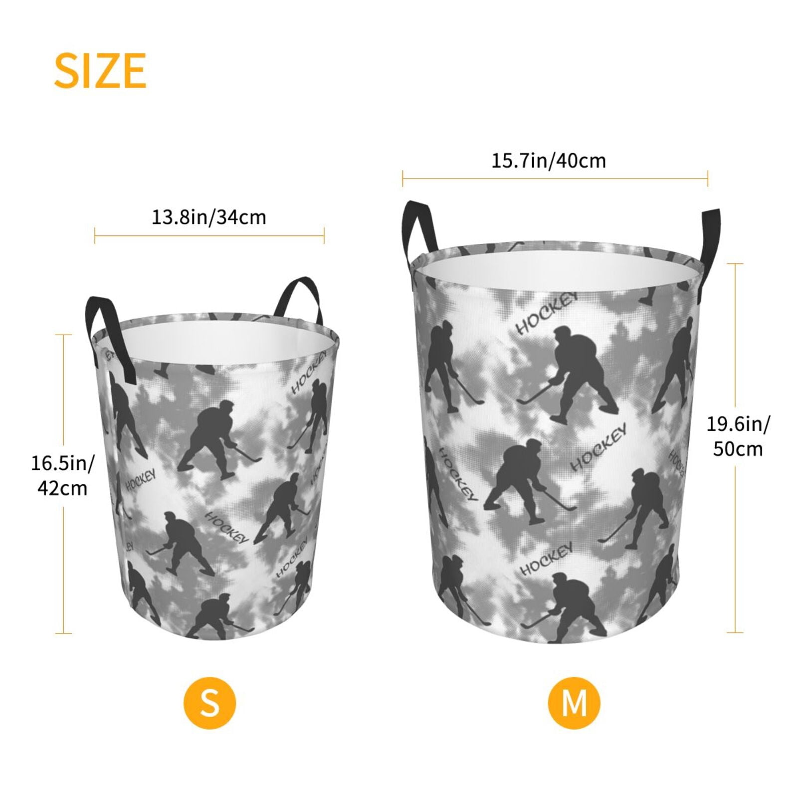 Large Laundry Basket with Handles - cool hockey players grey Kids Baby Dirty Clothes Laundry Hamper for Bedroom Aesthetic