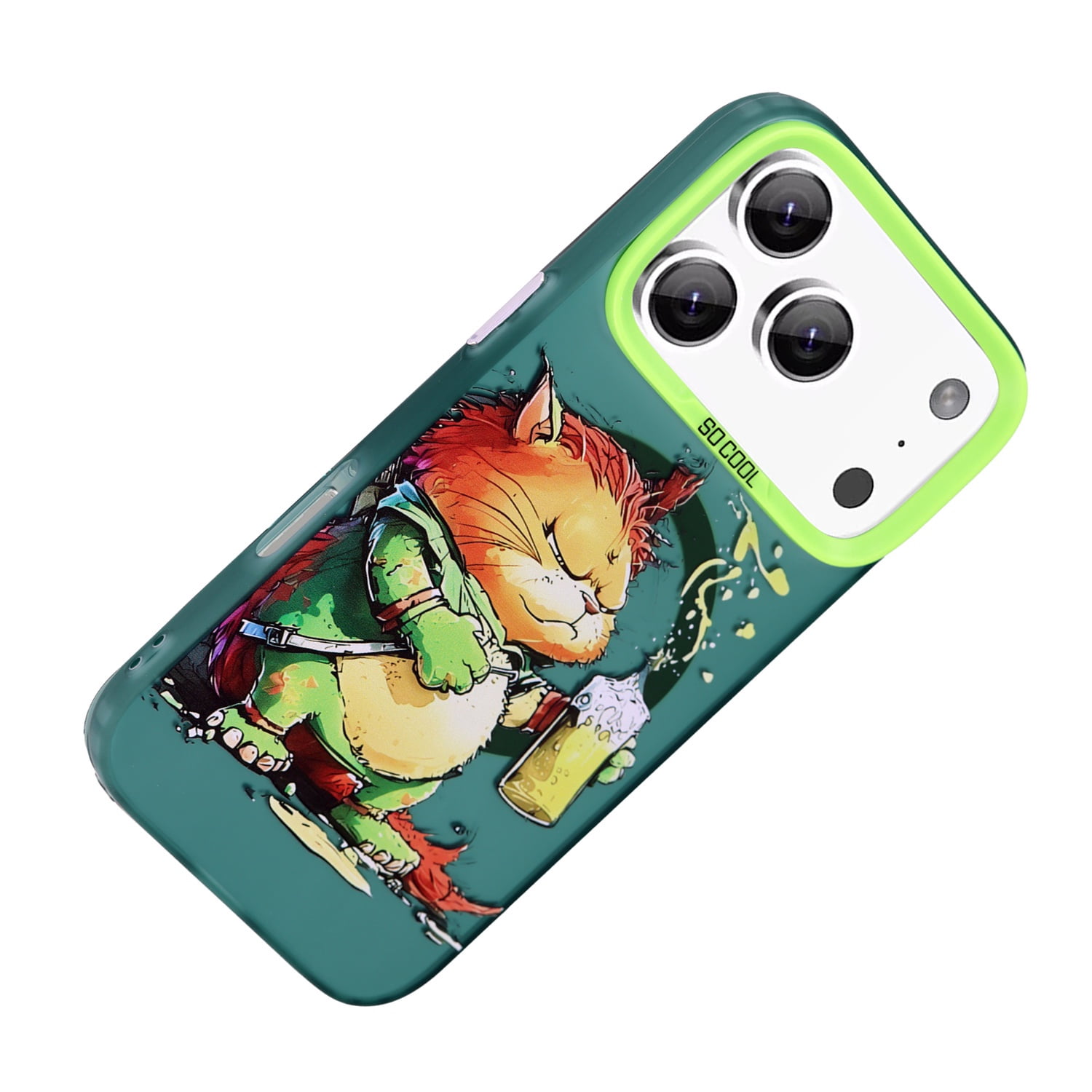 Animal Graffiti Design Wireless Charging Case for iPhone 17 Pro Max - Green