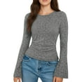 thumbnail image 2 of Fall Floral Print Long Sleeve Slim Fit Base Layer Shirt Top for Women Going Out Tops Thermal Warm Layering Piece | CSEONE,Gray XL, 2 of 9