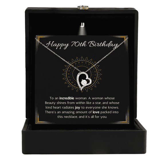 70th birthday gift for women, 70th birthday gift necklace for mom, grandma, nana, Solitaire Crystal jewelry for 70th birthday, turning 70-Luxury Box