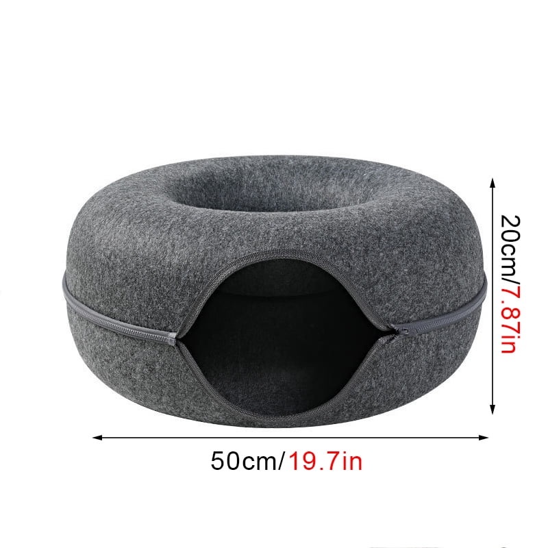 Donut Cat Bed Pet Cat Interactive Game Toy Cat Bed Dual-use Tunnel Bed with Felt Toy Gift for Small Kitten Rabbit