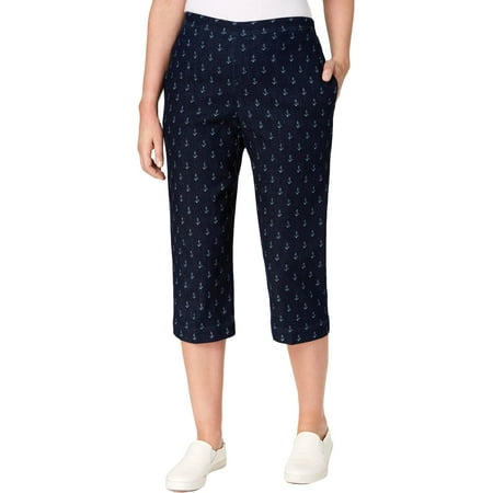 Alfred Dunner Capris - Alfred Dunner Womens America's Cup Printed Denim Capri Pants Blue 8