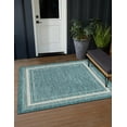 thumbnail image 2 of Unique Loom Outdoor Border Collection Area Rug - Soft Border (13' 1" Square Teal/Ivory), 2 of 11