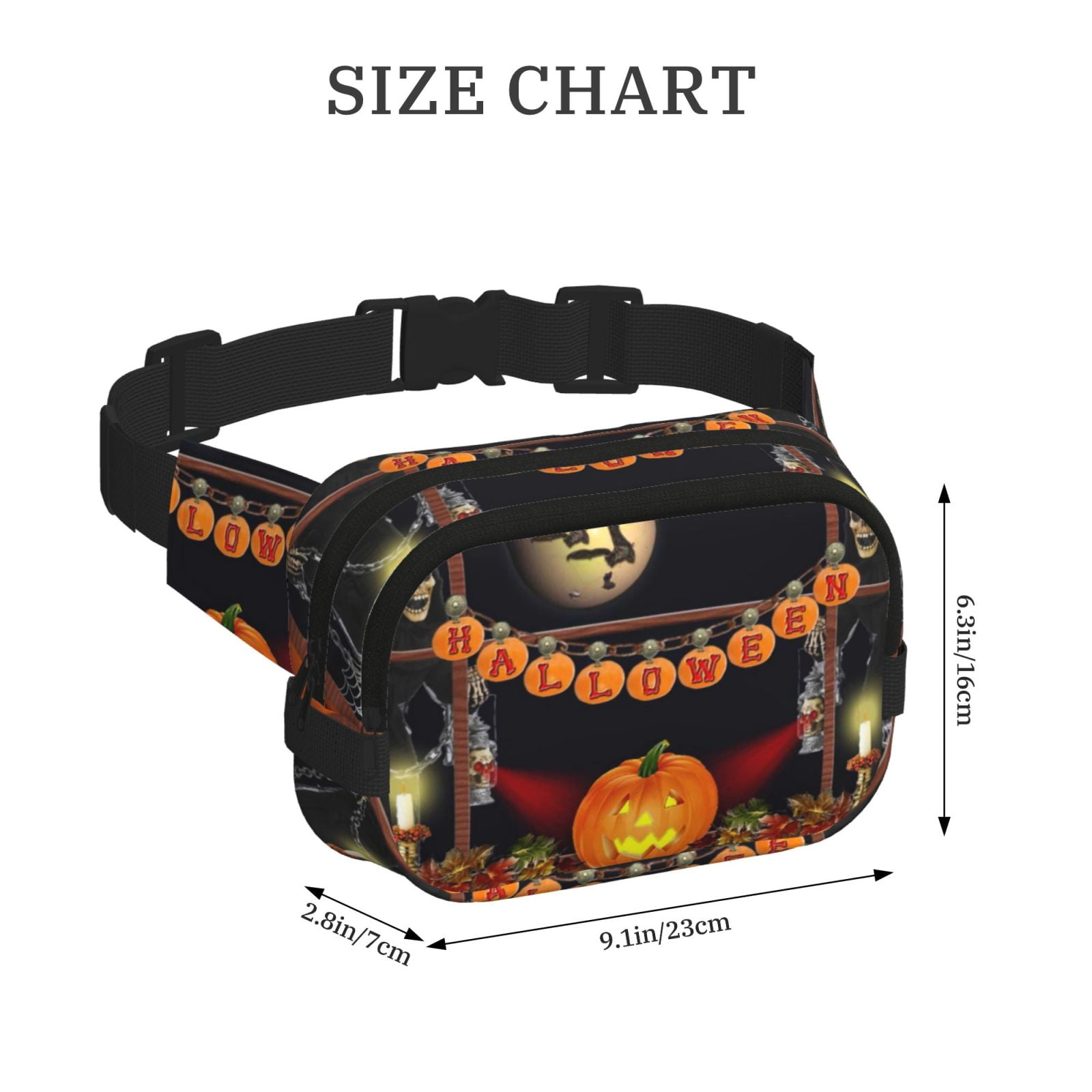 Hirioo Halloween Decoration for Double Layer Waist Bag Adjustable Fanny Pack For Travel Running Hiking