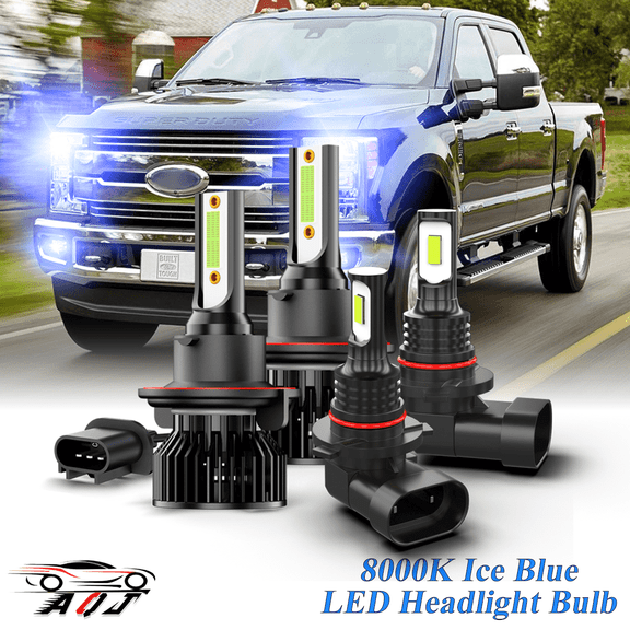 8000K Ice Blue LED Bulb for Ford F250 F350 F450 F550 Super Duty 2005-2022 High-Low Beam Headlight Foglight Bulbs Combo Pack of 4