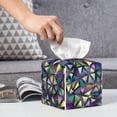 thumbnail image 6 of Rocae Purple-Gold Triangles for High-grade Leather Tissue Box,Office Tissue Box,Tissue Box Cover Square 5.2×5.2×5.2, 6 of 7