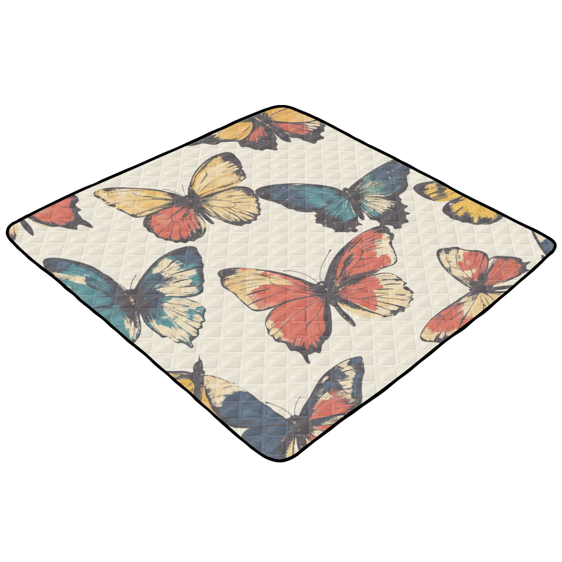 WOBOGO Colourful Butterfly Baby Playmats Extra Large Waterproof Rollable Activity Pads for Toddlers 50×50inch