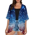 thumbnail image 4 of JULMCOMO American Flag Lightweight Cardigans for Women Red White Blue Half Sleeve Independence Day Kimono Cover Ups Summer Tops Royal Blue L, 4 of 6