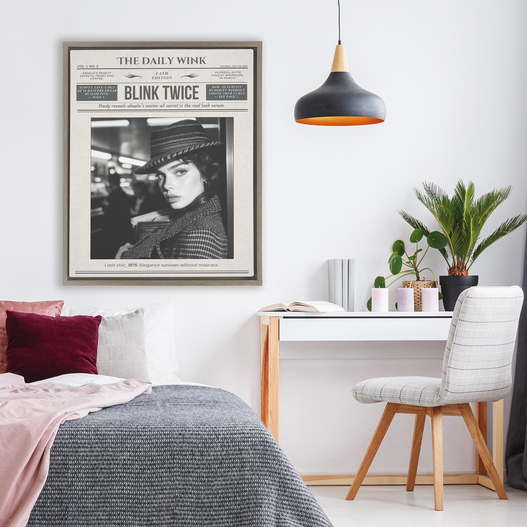 The Daily Wink Magazine Brown Framed Floater Canvas Wall Art, design by A Barefoot Stylist