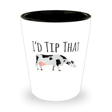 

Humorous Farming Shot Glass I D Tip That Cow Print Unique Gift for Cattle Farmers Durable Mini Glassware 1.5oz White Cup