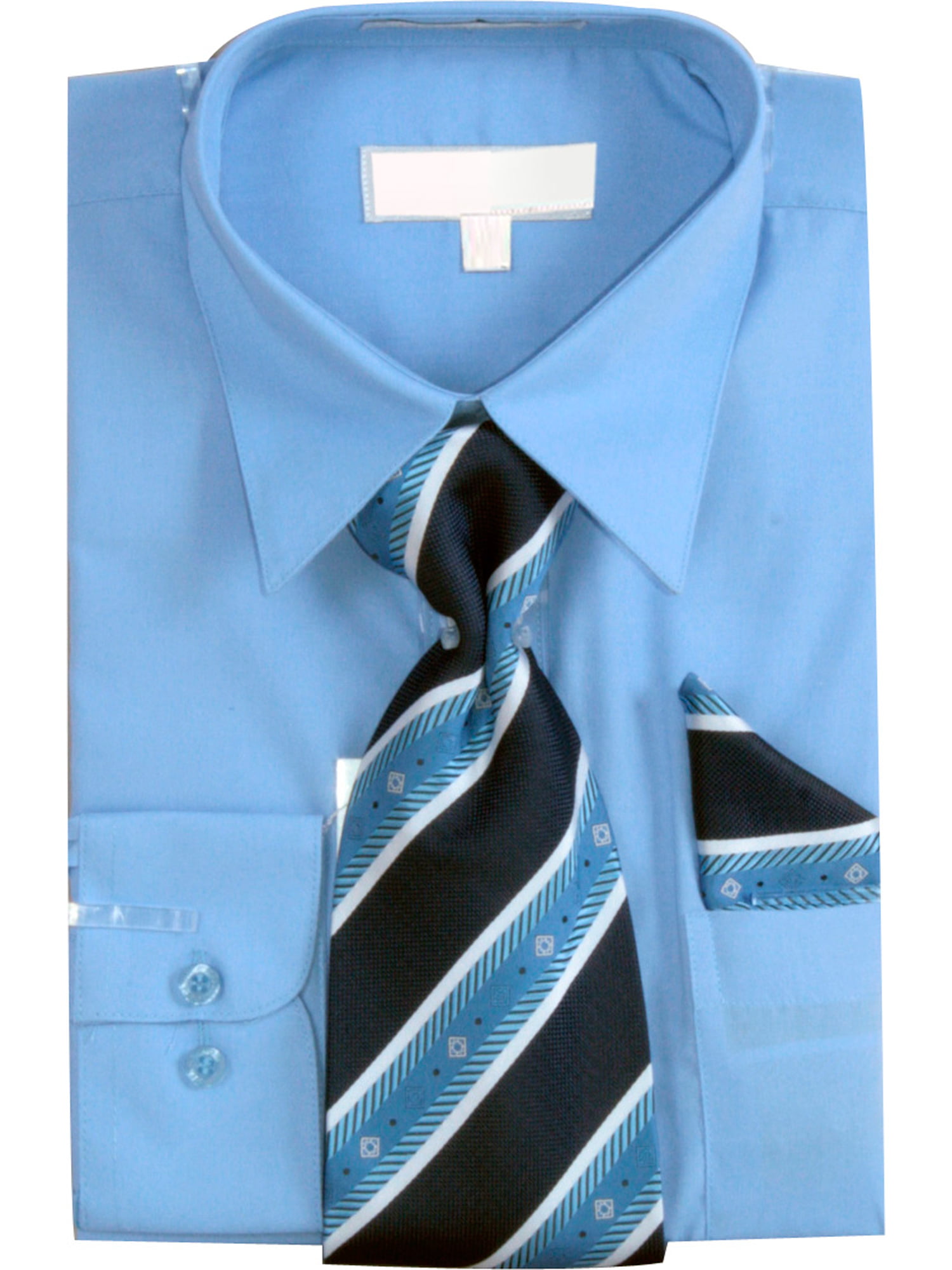 Sunrise Outlet Mens Basic Dress Shirt with a Varying Print Tie And Hanky Set 