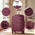 thumbnail image 3 of Travelhouse 3-Piece Hardside Luggage Set - Lightweight Spinner Suitcase with TSA Lock,Wine Red, 3 of 12