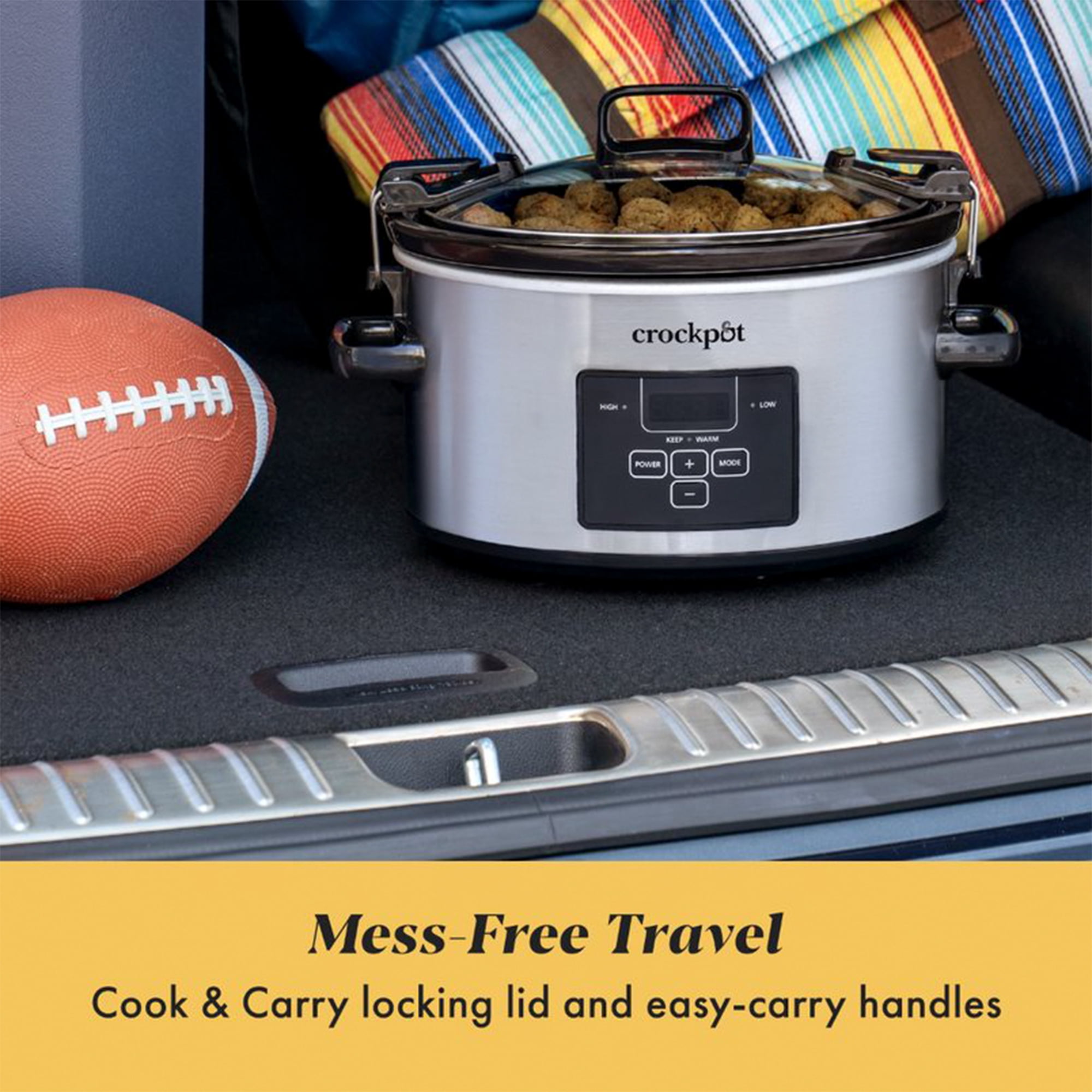 Crock-Pot 4 Quart Cook and Carry Programmable Slow Cooker, Stainless Steel