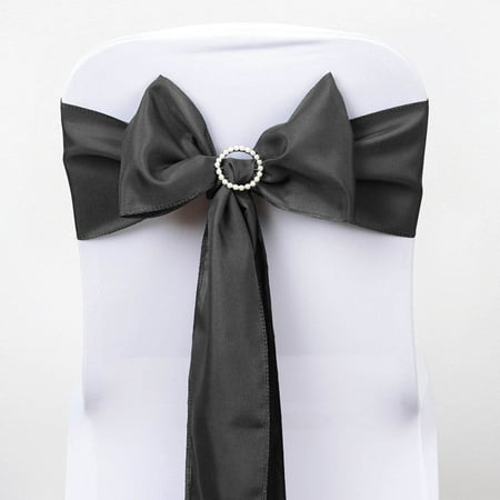 

Efavormart 5 PCS CHARCOAL Polyester Chair Sashes Tie Bows for Wedding Events Decor Chair Bow Sash Party Decor Supplies - 6x108