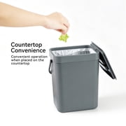 EKO Compost Caddy Kitchen Trash Can, 1.3 Gallon Plastic Rectangular Wall Mount with Lid Garbage Bin, Gray