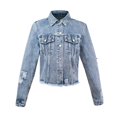 thumbnail image 1 of Chaqueta vaquera Vintage para mujer, Tops informales de manga larga, cuello vuelto, prendas de vestir, abrigo corto suelto para mujer, primavera y otoño, 1 of 4