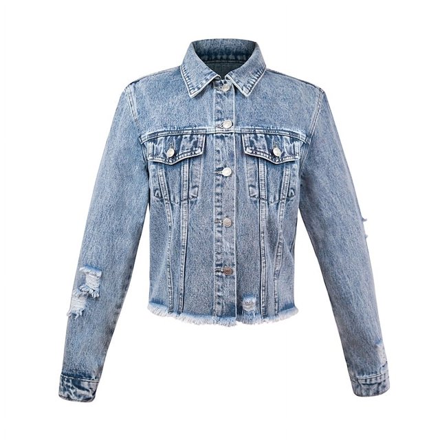 Chaqueta vaquera Vintage para mujer, Tops informales de manga larga, cuello vuelto, prendas de vestir, abrigo corto suelto para mujer, primavera y otoño